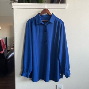 Jones New York Royal Blue Long Sleeve Top